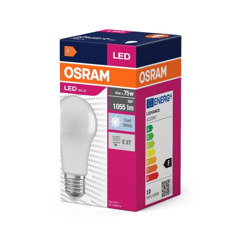 Osram E27 LED-Lampe Value Classic A 75 weiß mattiert 10W wie 75W Neutralweiß 4000K